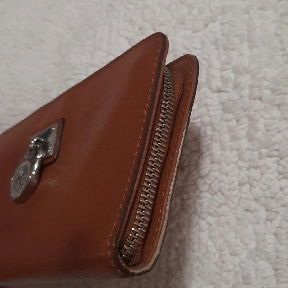 Michael Kors Brown Leather Wallet with Silver Accent